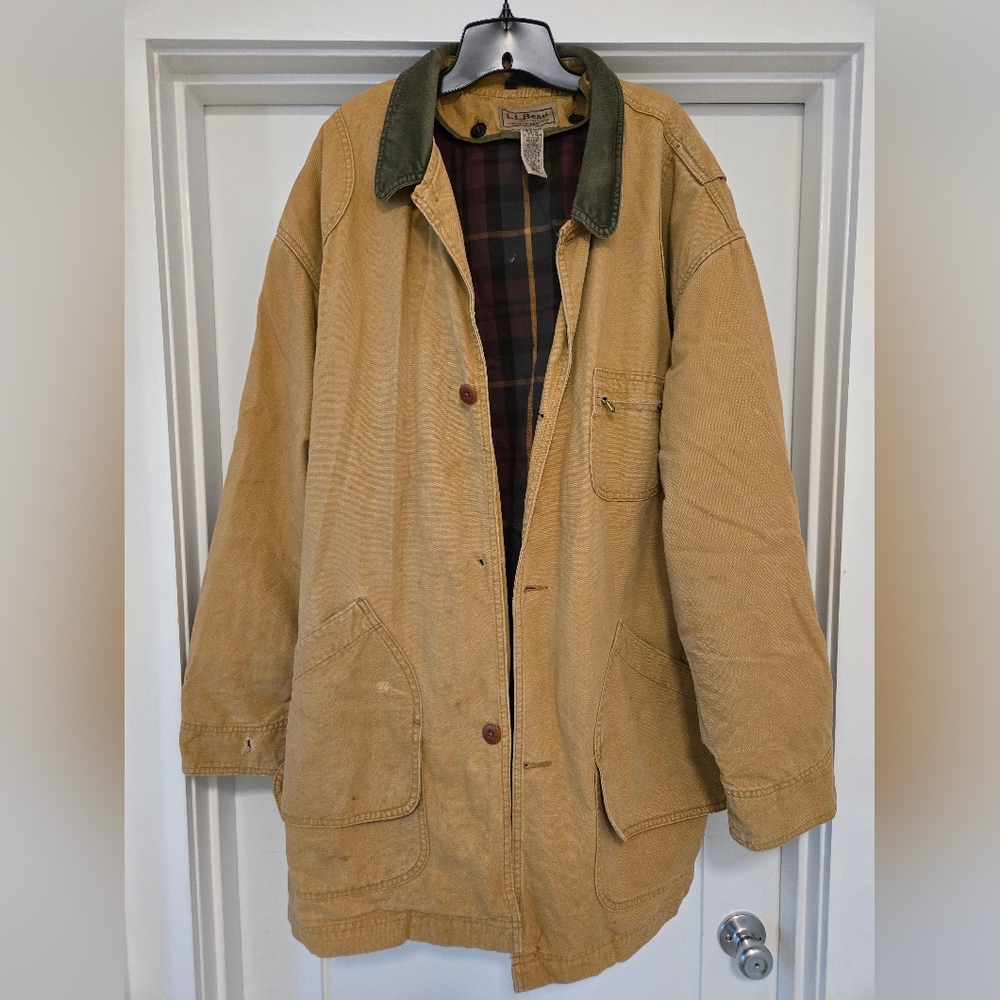 "L.L. BEAN" Chore Coat Barn Coat TRASHED RIPS TEARS STAINS SZ XXL Grunge Lined